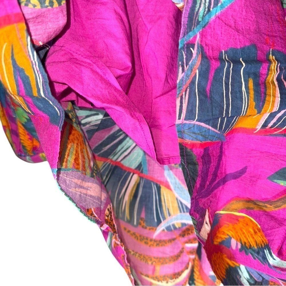 ▶️ Farm Rio ◀️ Tropical Rainbows Macaws Puff Sleeve Mini Dress 🦜 - Picture 10 of 16